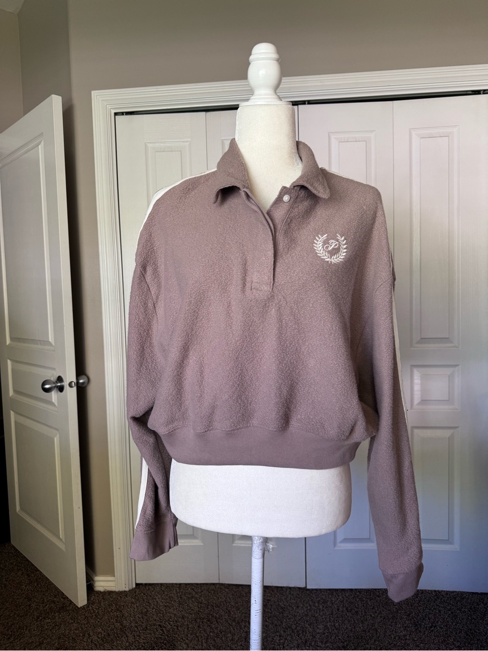 Victoria's Secret PINK Fleece Cropped Polo Sweatshirt size XL